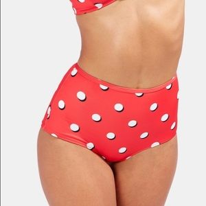 The Brigitte Bottom in red multi polka dot